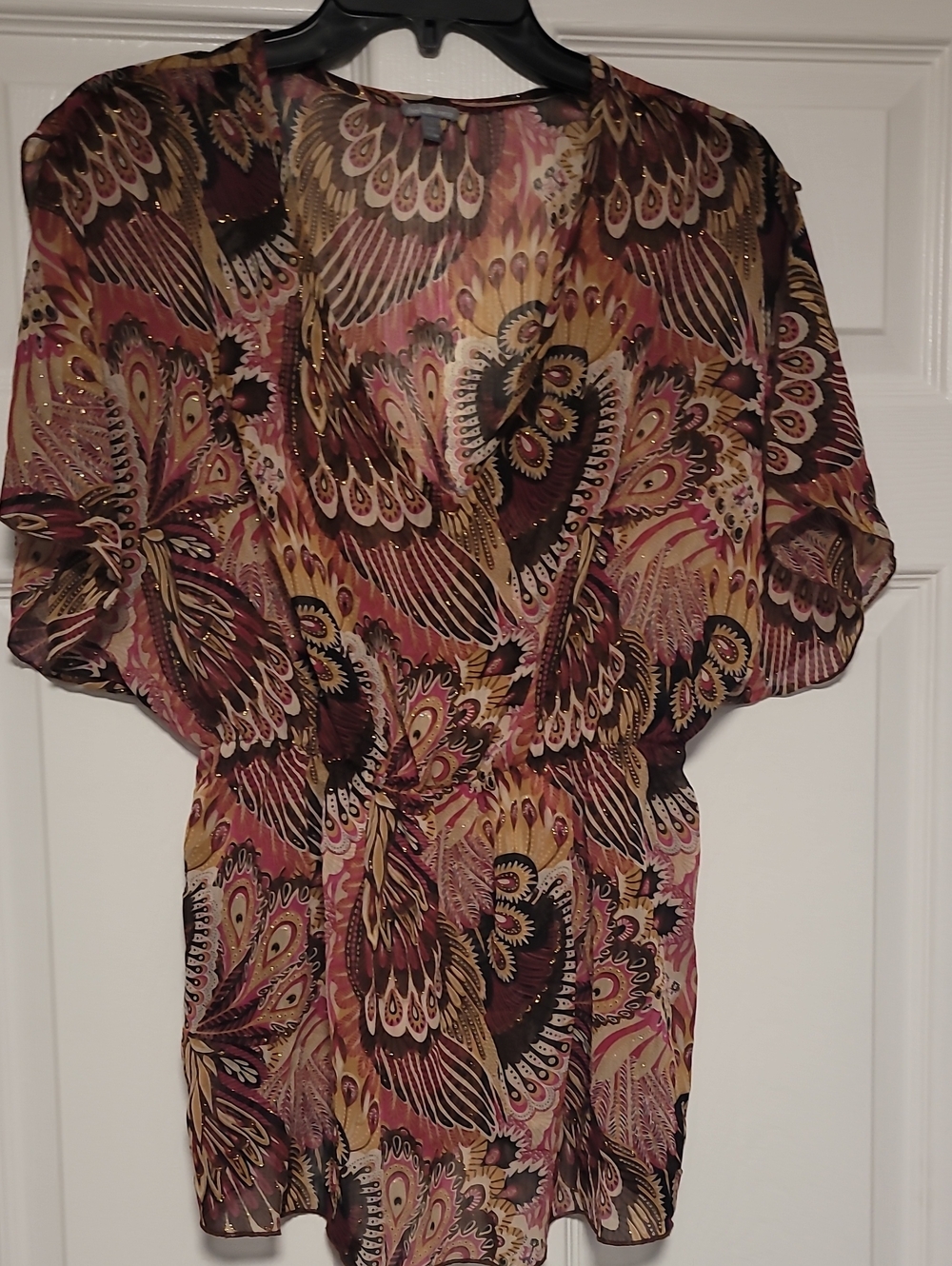 Charlotte Russe Pink and Brown Paisley Surplice Mini Dress